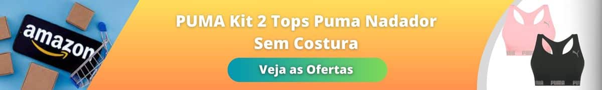 PUMA Kit 2 Tops Puma Nadador Sem Costura M 1 Salmão - 1 Preto